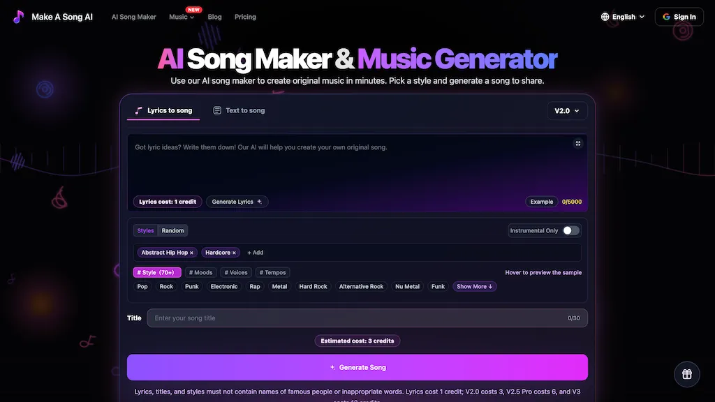 Make a Song AI AI tool screenshot