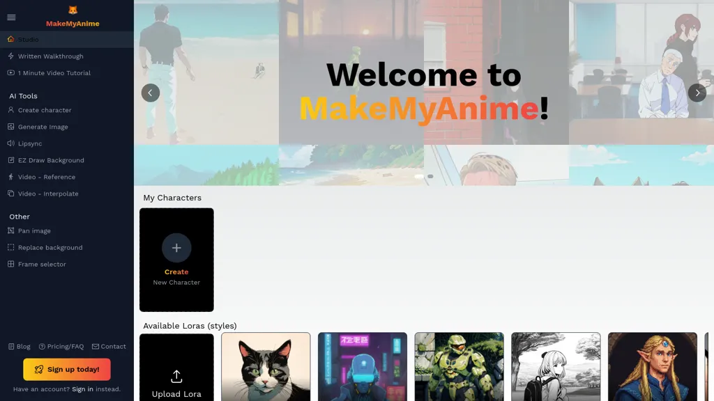 MakeMyAnime website