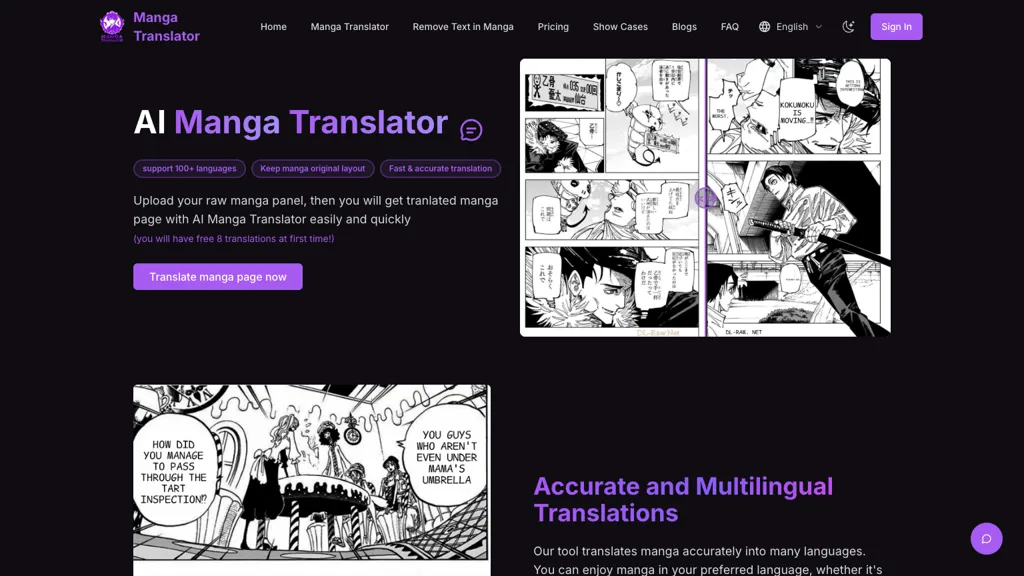 Manga Translator website