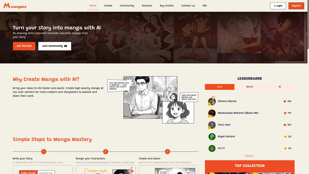 Mangaka.app AI tool screenshot