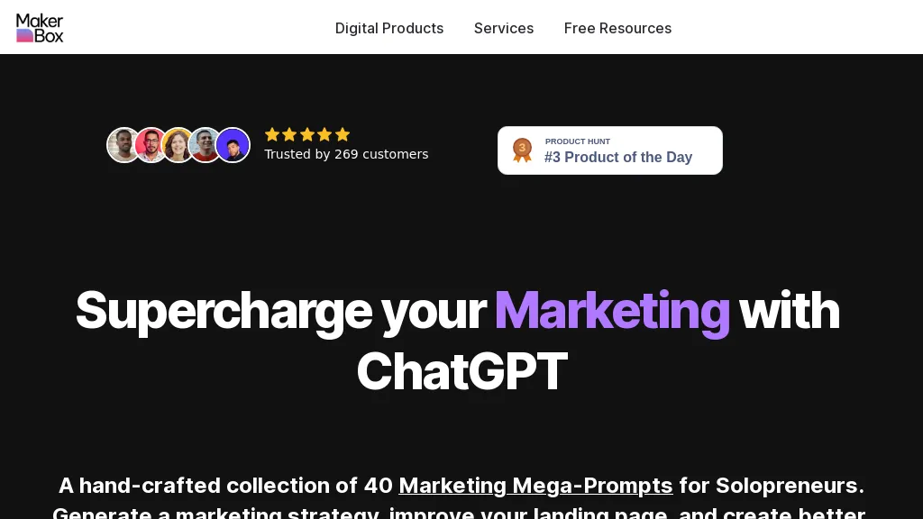 Marketing Mega Prompts website