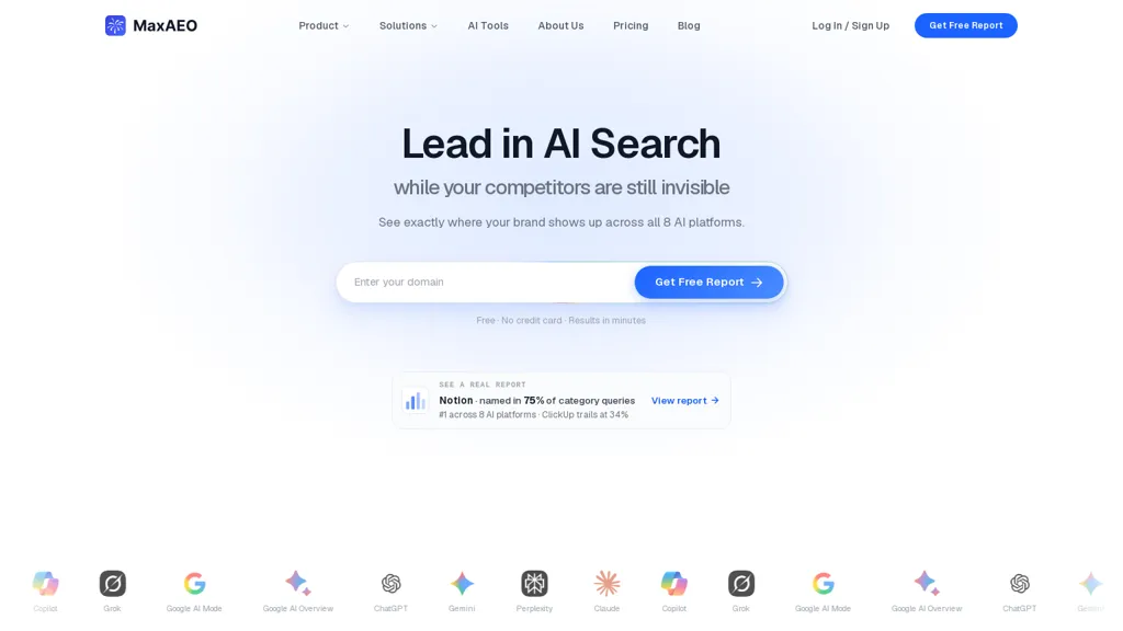 MaxAEO AI tool screenshot