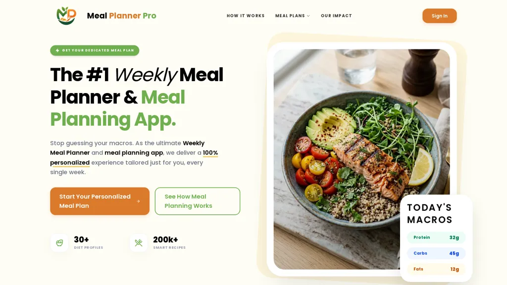 Meal Planner Pro AI tool screenshot