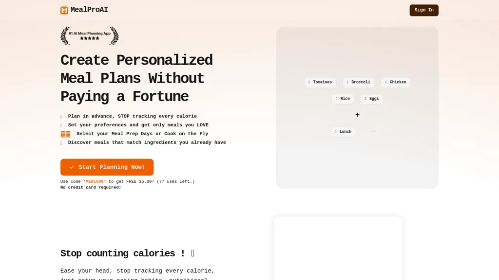 MealProAI website