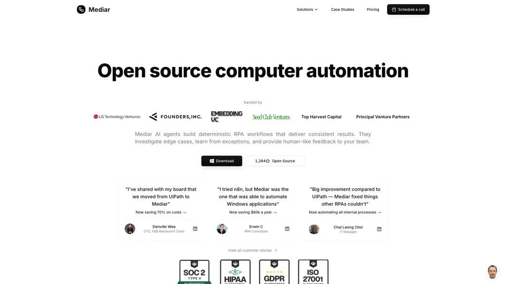 Mediar AI tool screenshot