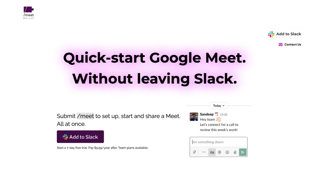 Meet AI for Slack website