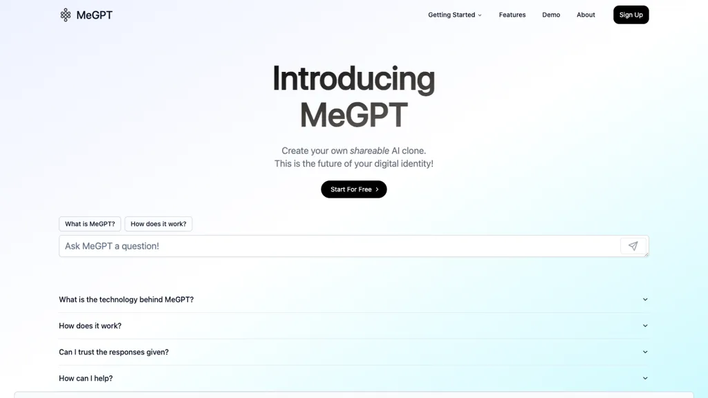 MeGPT website