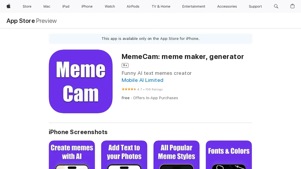 MemeCam website
