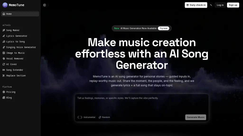 MemoTune AI tool screenshot