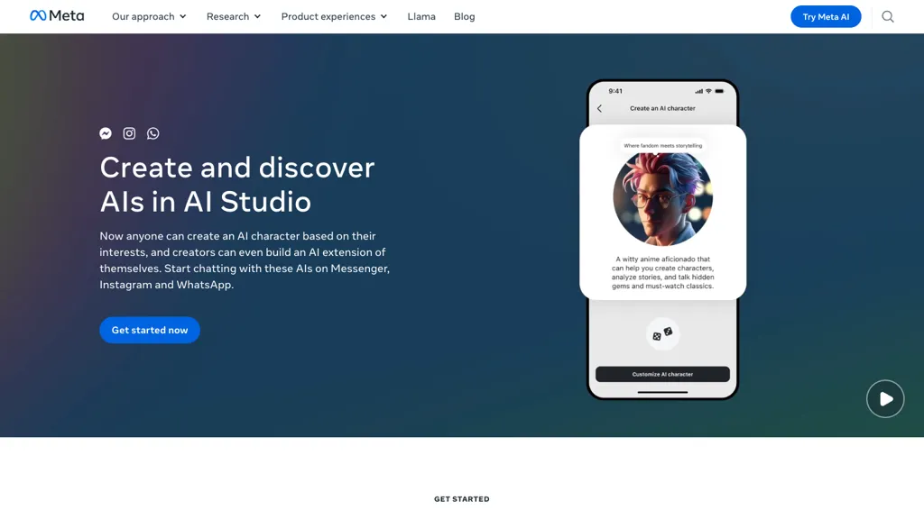Meta AI Studio website