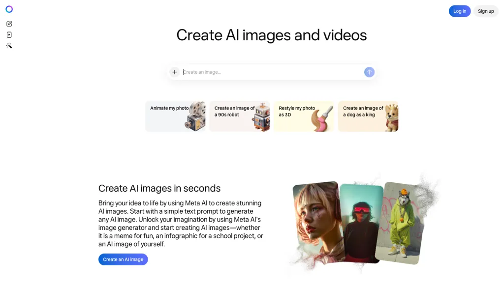 Meta Image Generator AI tool screenshot