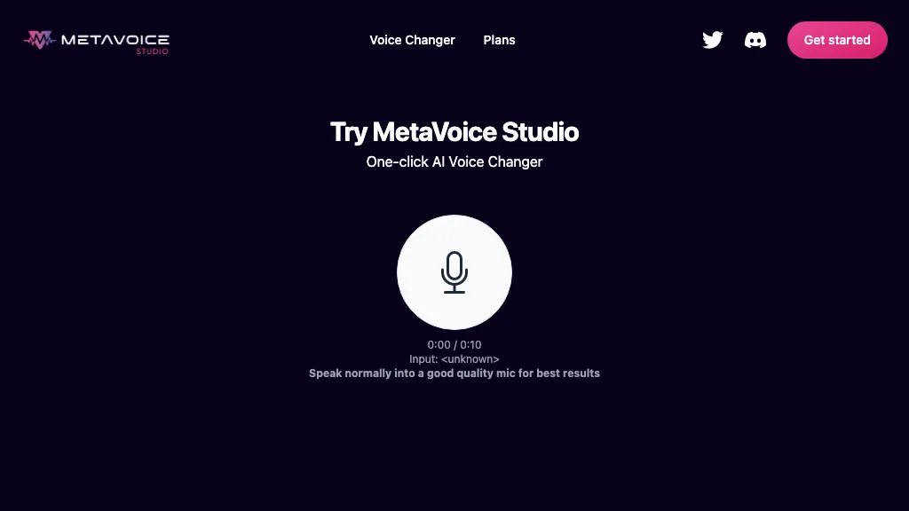 MetaVoice Studio website