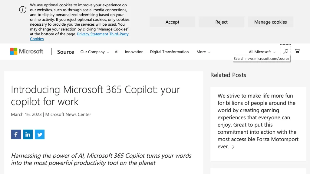 Microsoft 365 Co-pilot website