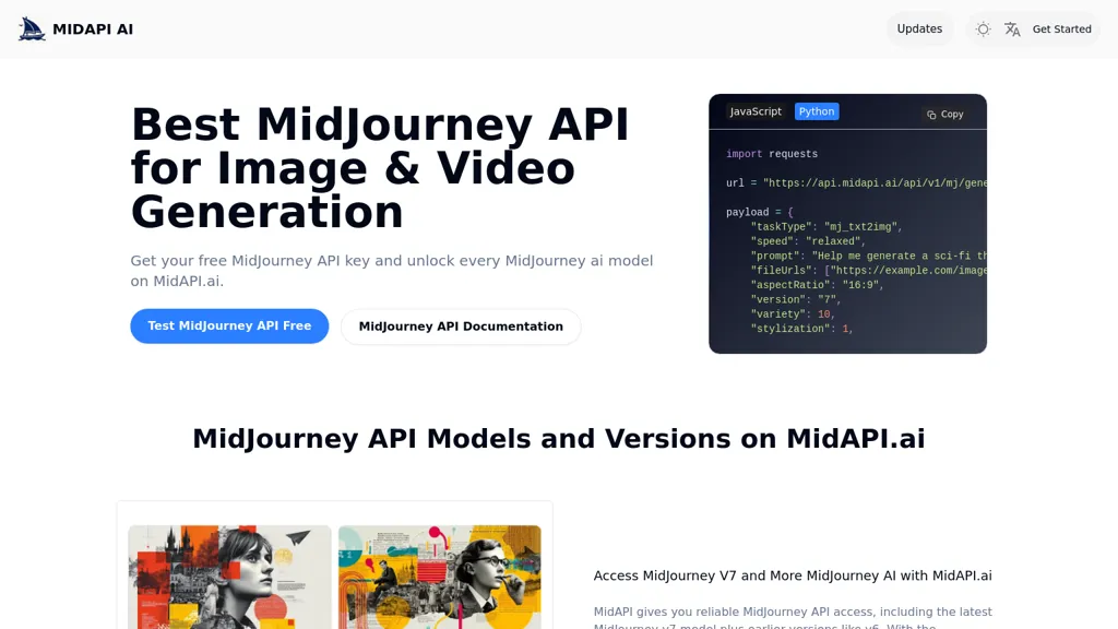 MidJourney API (Unofficial) AI tool screenshot