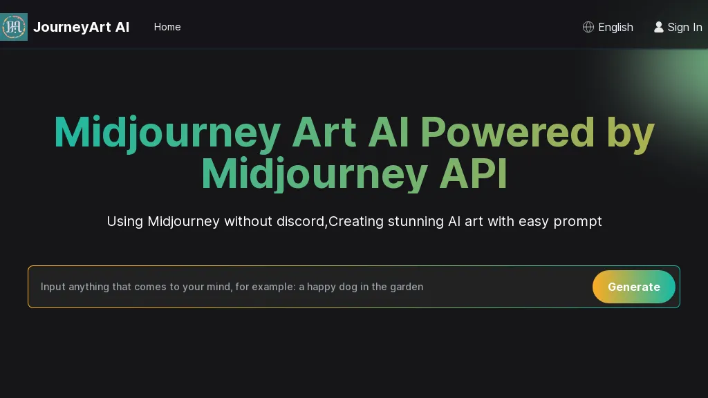 Midjourney Art AI Generator website