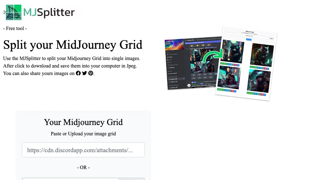 Midjourney Grid Splitter website