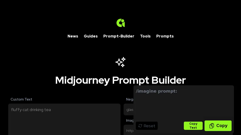 Midjourney Prompt Builder website