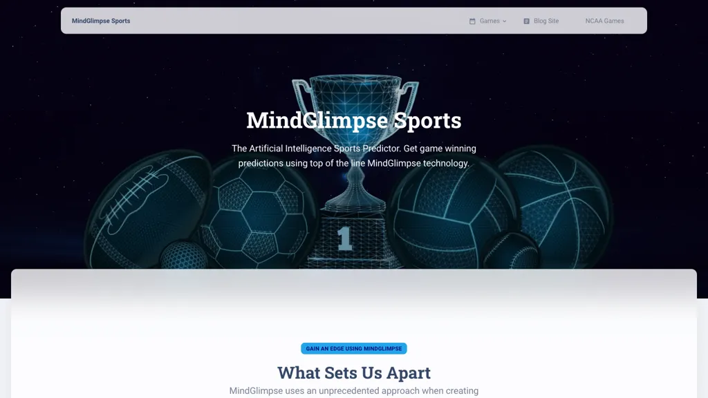 MindGlimpse Sports website