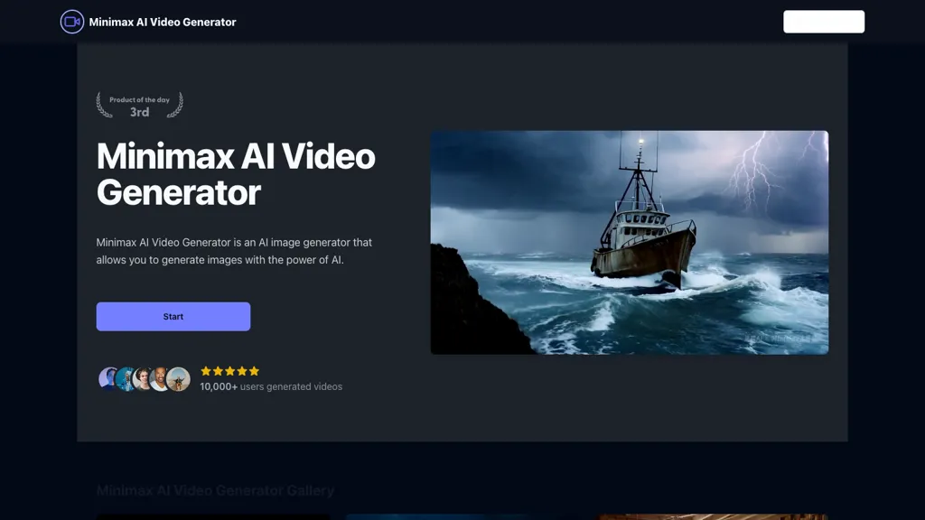 Minimax AI Video Generator website