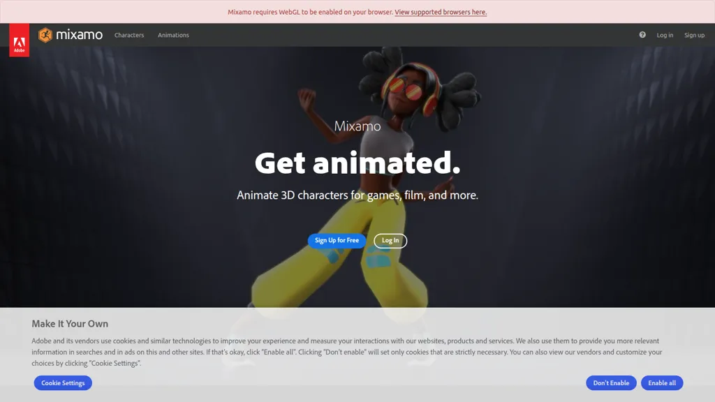 Mixamo AI tool screenshot
