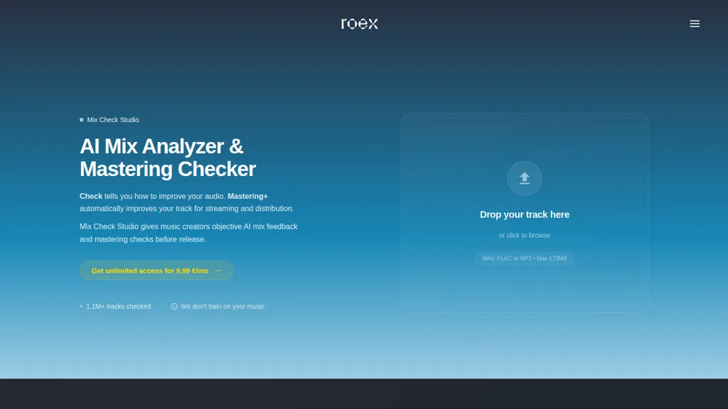 Mix Check Studio AI tool screenshot