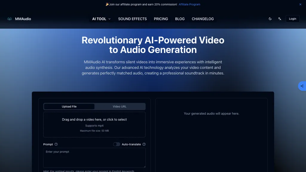 MMAudio AI tool screenshot