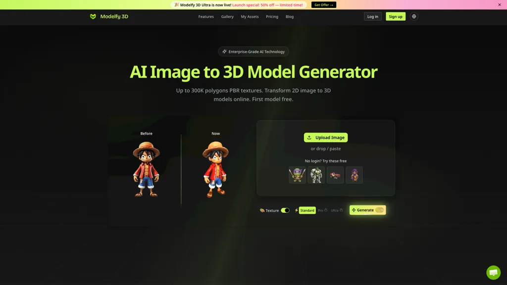Modelfy 3D AI tool screenshot
