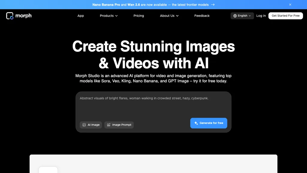 Morph Studio AI tool screenshot
