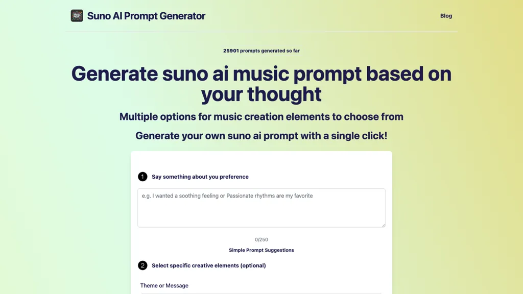 Music Prompt Generator website