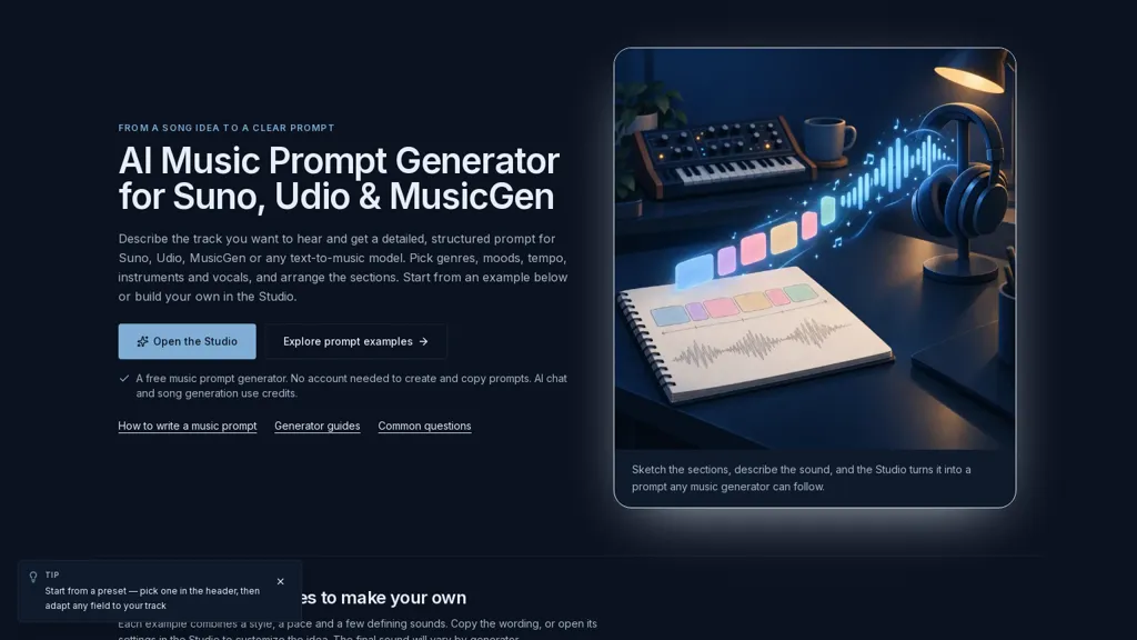 Music Prompts Studio - Scholarsail screenshot