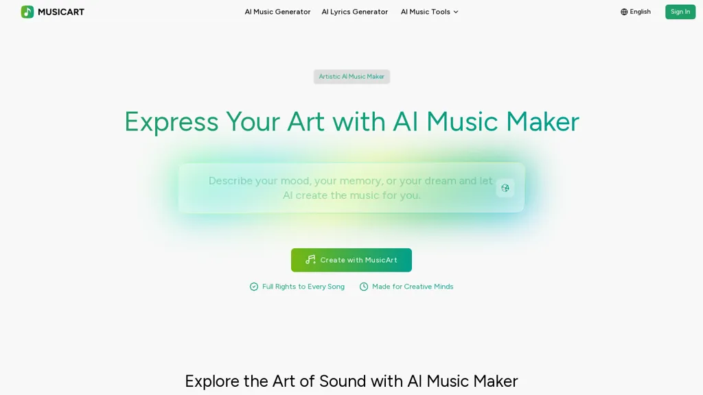 MusicArt.ai AI tool screenshot