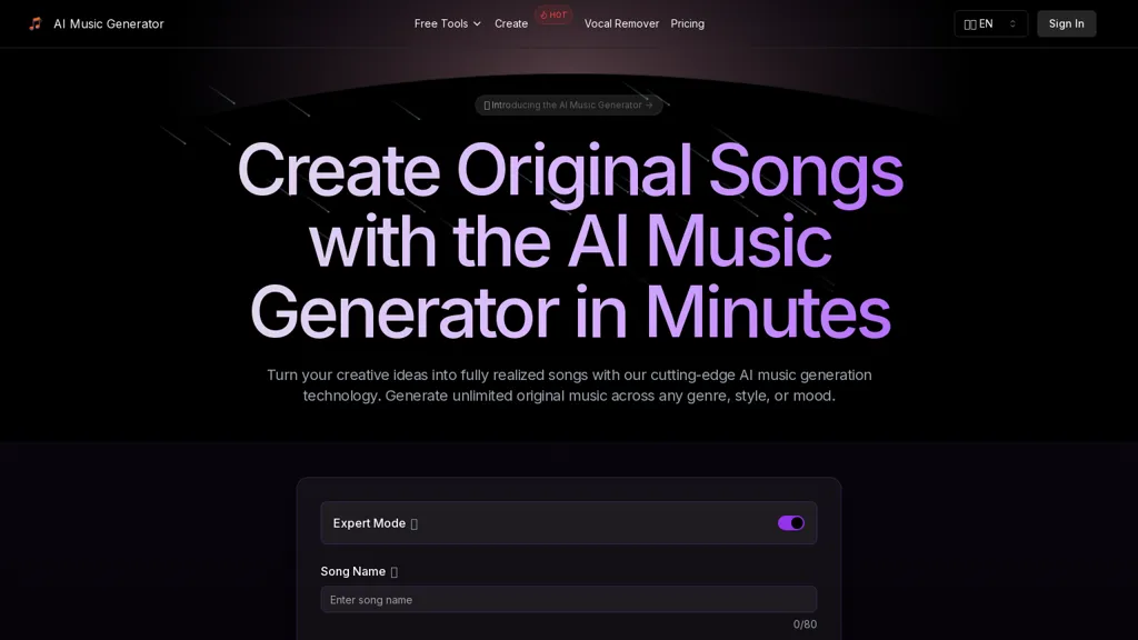 AI Music Generator website