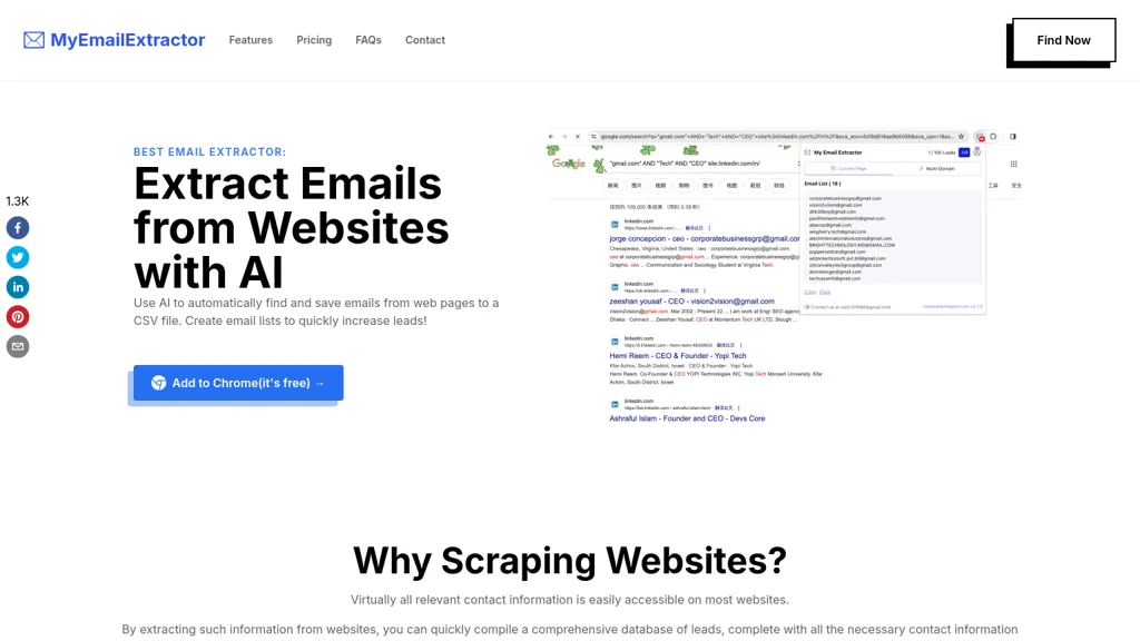 My Email Extractor website