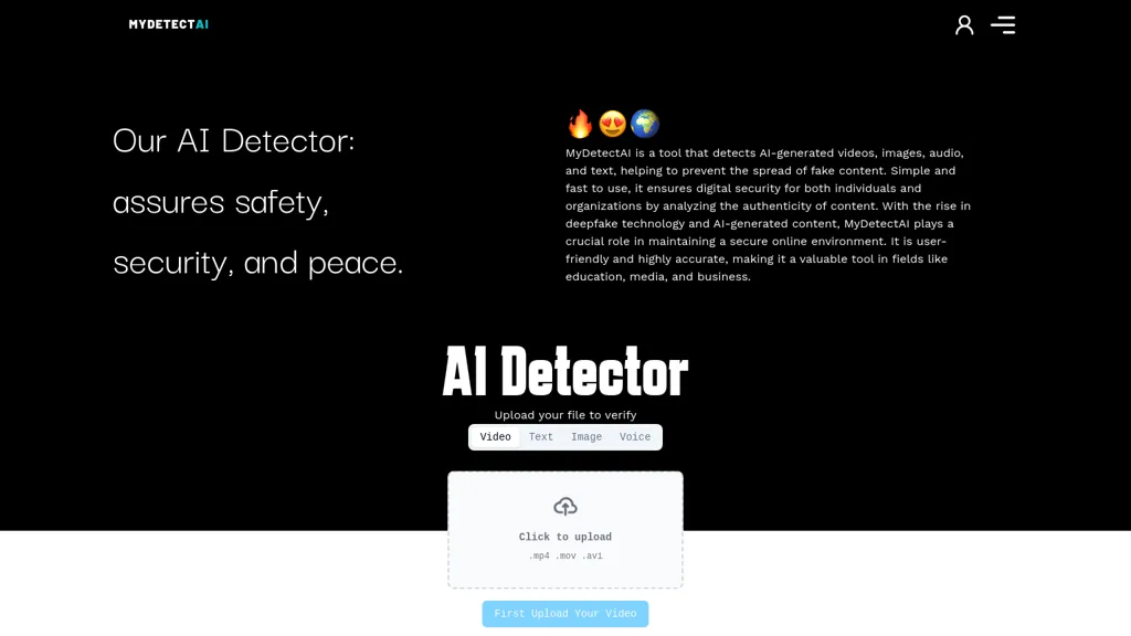 Mydetectai AI tool screenshot