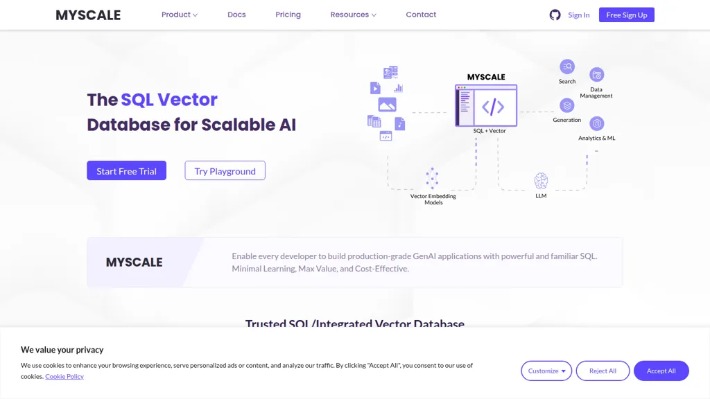 myscale.com AI tool screenshot
