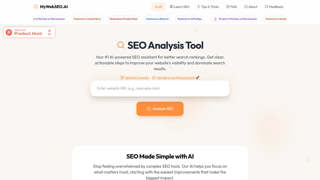 MyWebSEO.AI AI tool screenshot