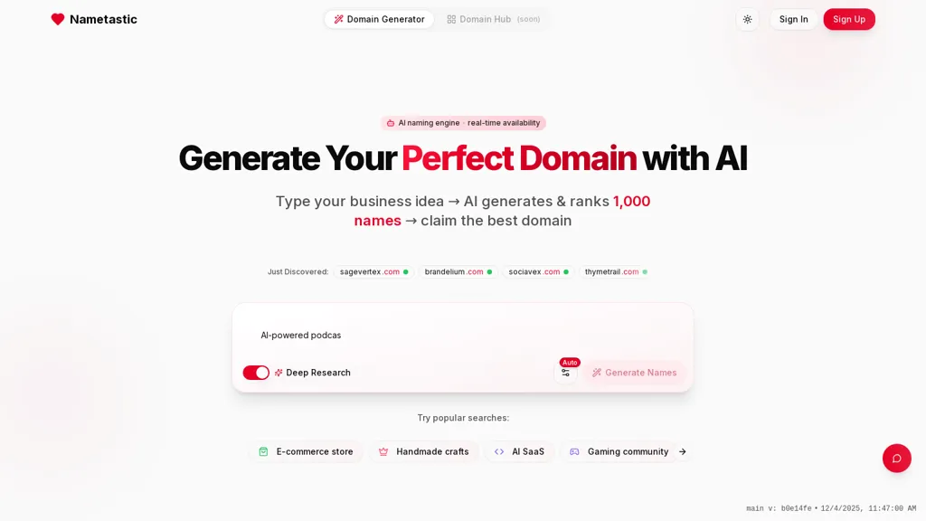 Nametastic AI tool screenshot