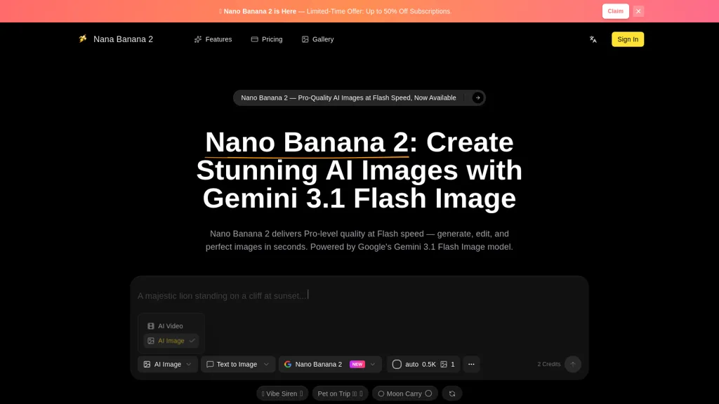 NanaBanana2Flash AI tool screenshot