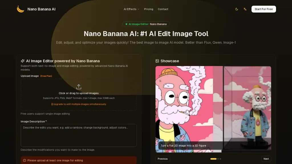 Nano Banana Art AI tool screenshot