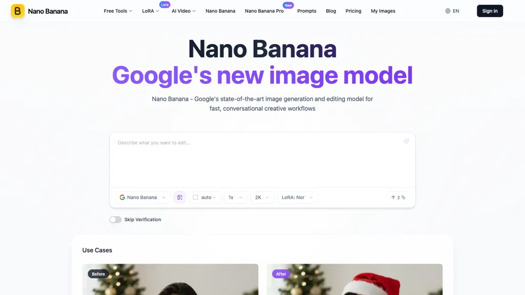 NanoBanana.im AI tool screenshot