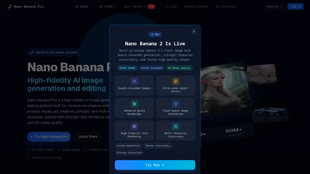 NanoBananaGen.org AI tool screenshot