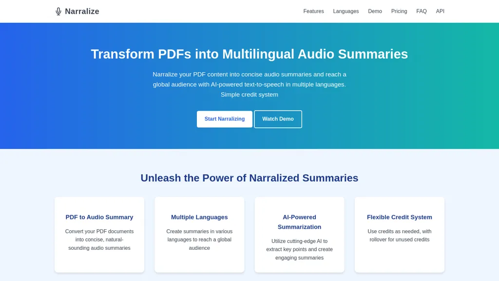 Narralize AI tool screenshot