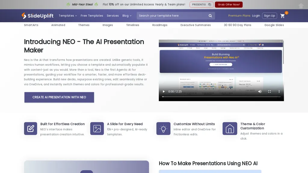 Neo AI Presentation Maker AI tool screenshot