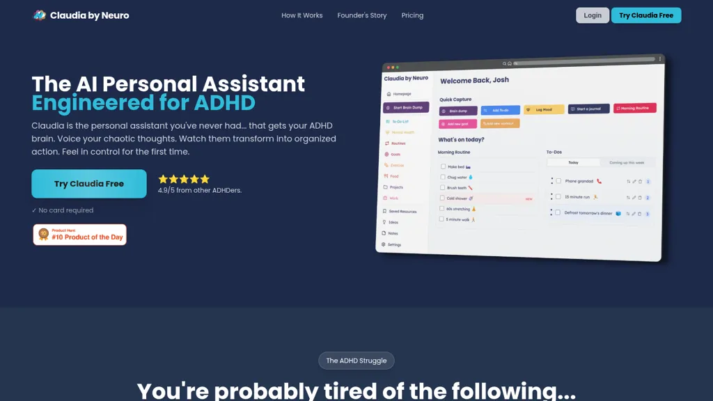 Neuro (ADHD) AI tool screenshot
