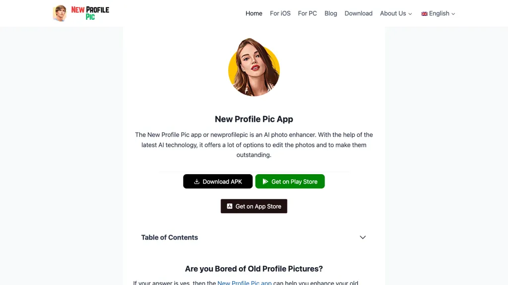 NewProfilePic App website