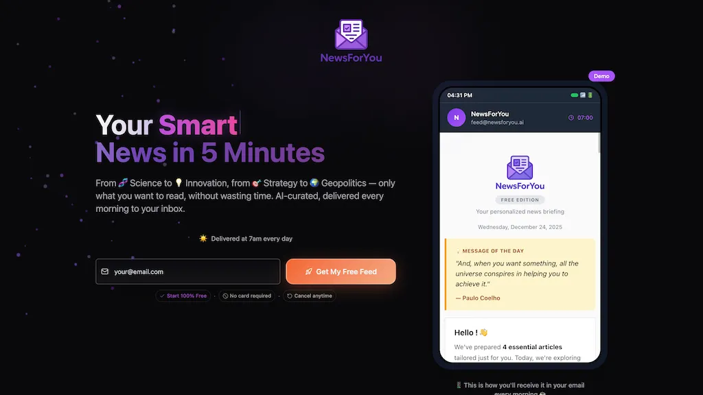 NewsForYou AI tool screenshot