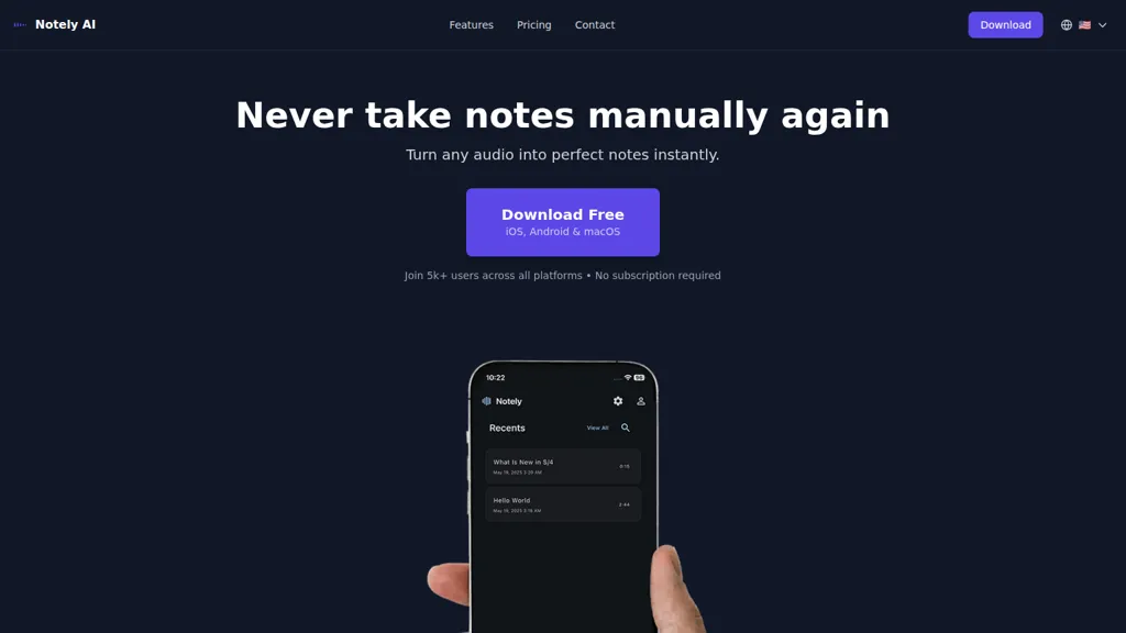 Notely AI tool screenshot