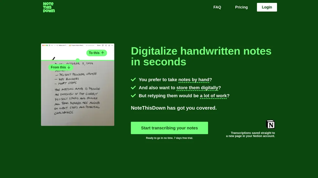 NoteThisDown AI tool screenshot