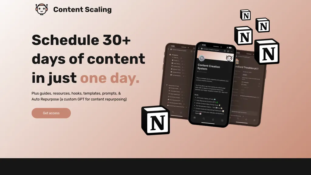 Content Scalling - Notion Content website