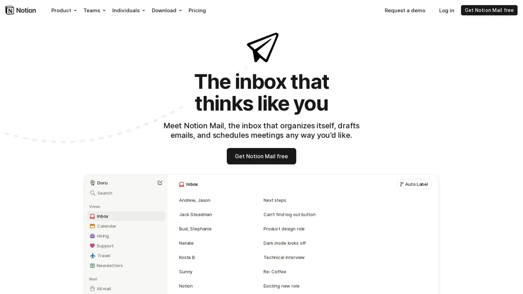 Notion Mail website